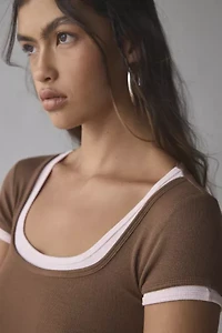 BDG Carmin Twofer Ribbed Knit Baby Tee