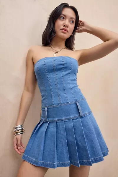 Silence + Noise Ellie Denim Bandeau Mini Dress