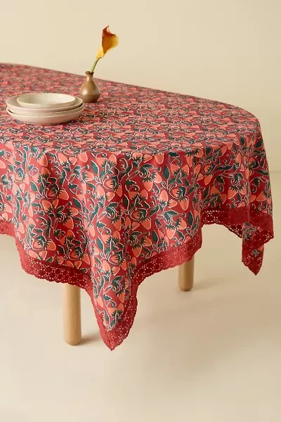 Strawberry Pattern Crochet Edge Tablecloth