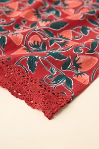 Strawberry Pattern Crochet Edge Tea Towel