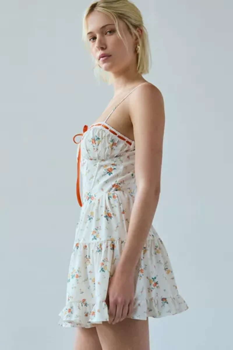 Kiss The Sky Villa Tiered Drop Waist Corset Mini Dress