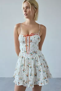Kiss The Sky Villa Tiered Drop Waist Corset Mini Dress