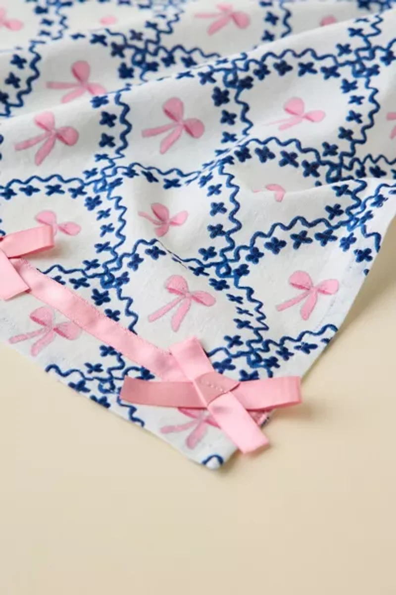 Bow Pattern Embellished Tea Towel