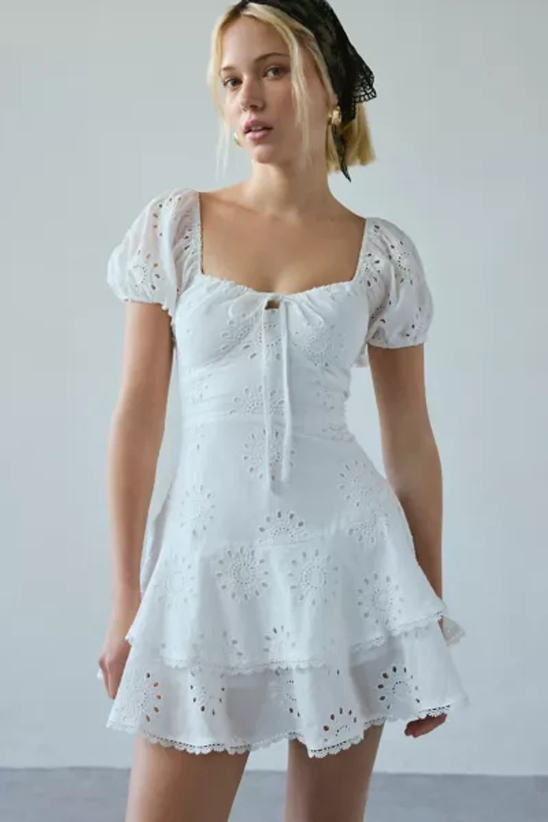 Kiss The Sky Xena Eyelet Lace Drop Waist Romper