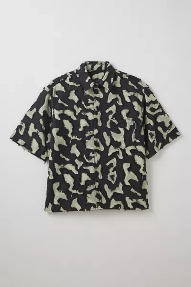 FRIED RICE Abstract Pattern Boxy Short Sleeve Shirt