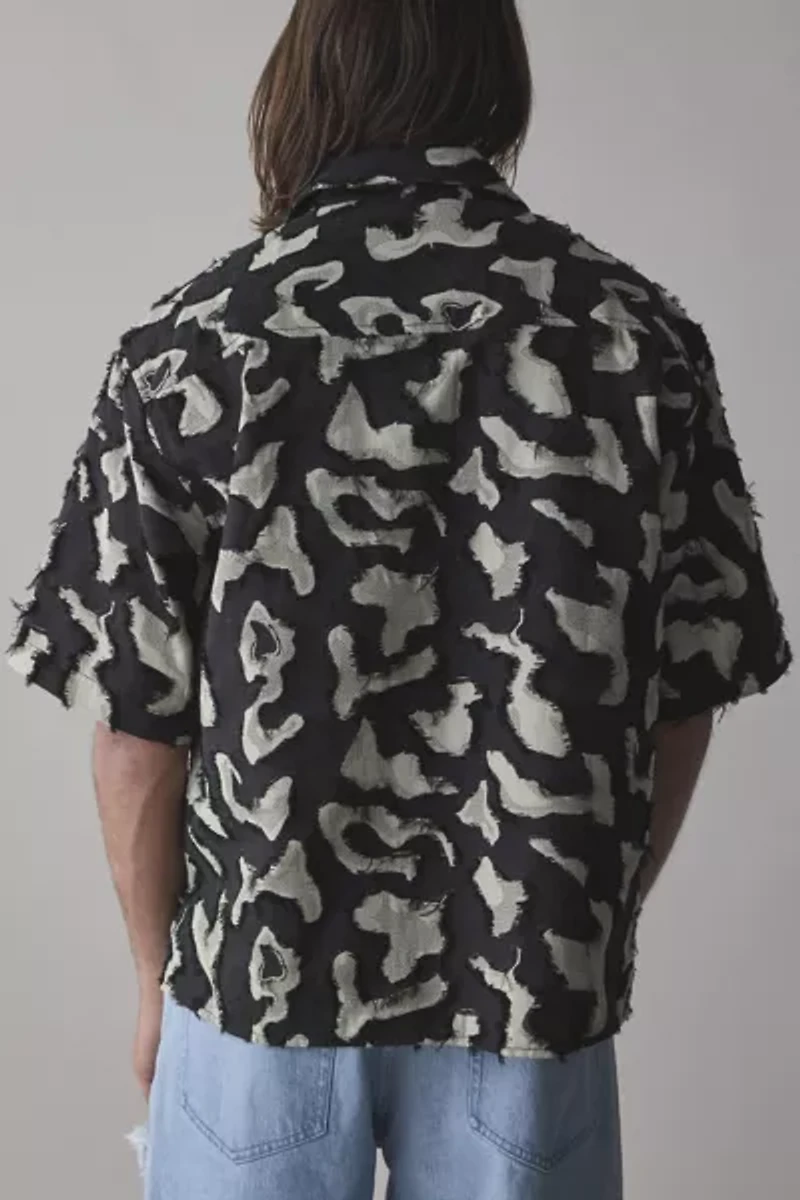 FRIED RICE Abstract Pattern Boxy Short Sleeve Shirt