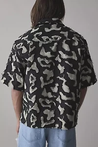 FRIED RICE Abstract Pattern Boxy Short Sleeve Shirt