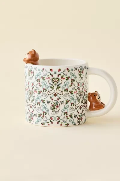Sleeping Teddy Bear Sculpted Ceramic Mug