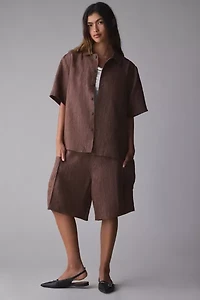 FRIED RICE Textured Linen Short Sleeve Shirt