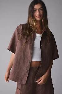 FRIED RICE Textured Linen Short Sleeve Shirt