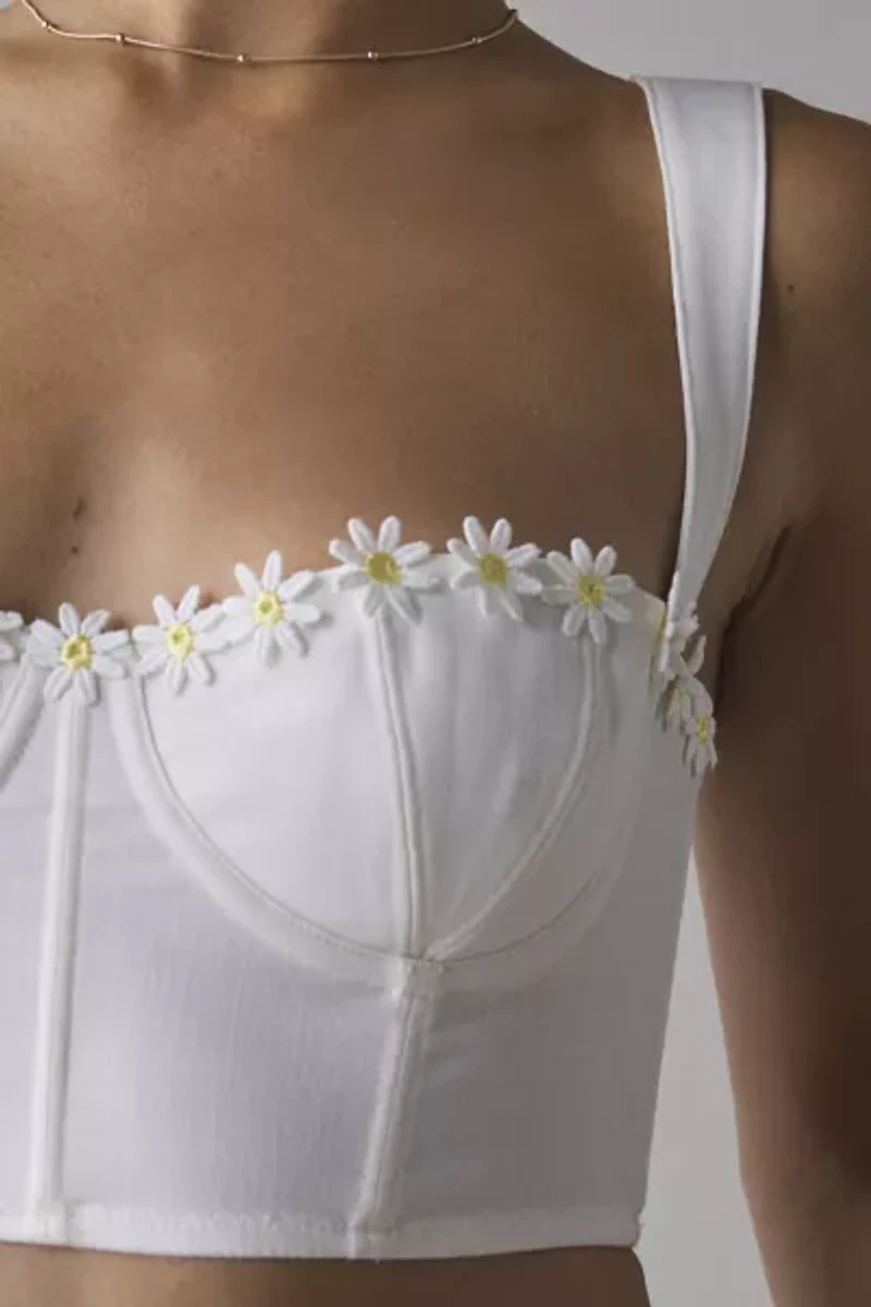 Out From Under Gillian Daisy Applique Corset Bra Top