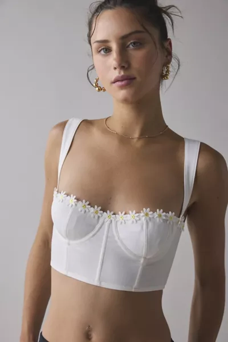 Out From Under Gillian Daisy Applique Corset Bra Top