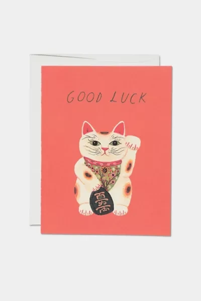 Red Cap Good Luck Kitty Greeting Card