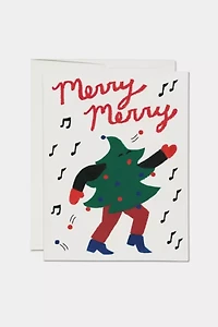 Red Cap Dancing Tree Holiday Card