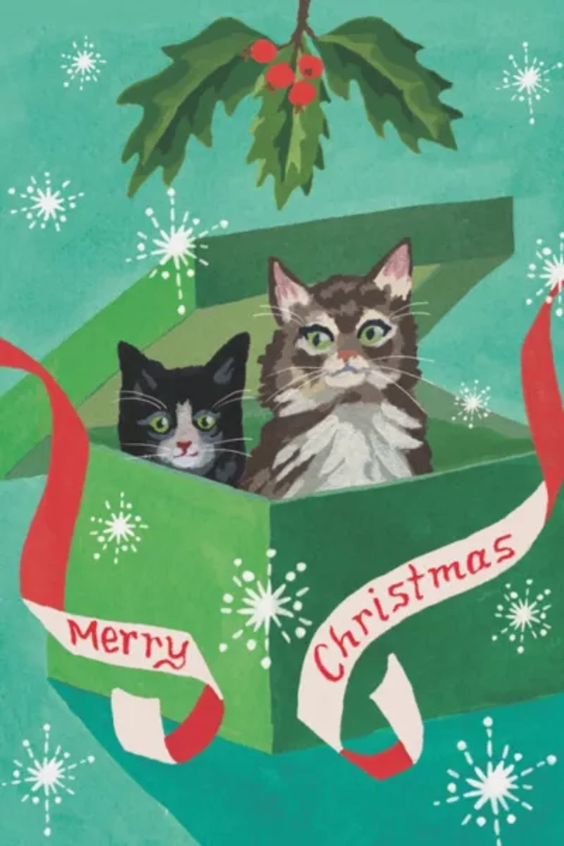 Red Cap Meowy Christmas Holiday Card