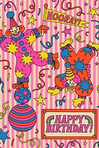 Red Cap Clowns Birthday Greeting Card