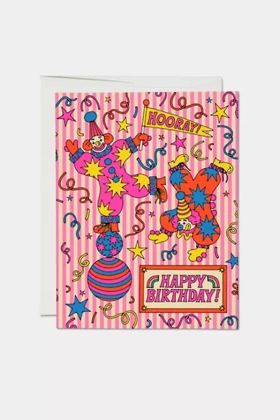 Red Cap Clowns Birthday Greeting Card