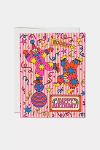 Red Cap Clowns Birthday Greeting Card