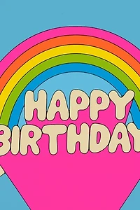 Red Cap Rainbows Birthday Greeting Card