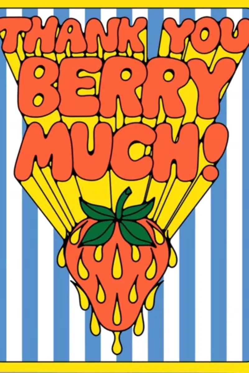 Red Cap So Many Strawberries Thank You Card