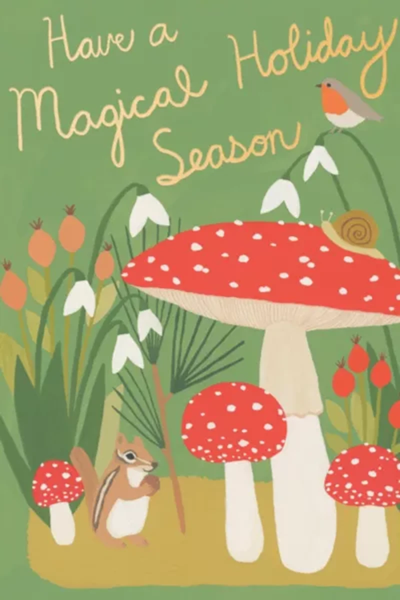 Red Cap Forest Critters Holiday Card