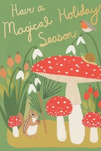 Red Cap Forest Critters Holiday Card