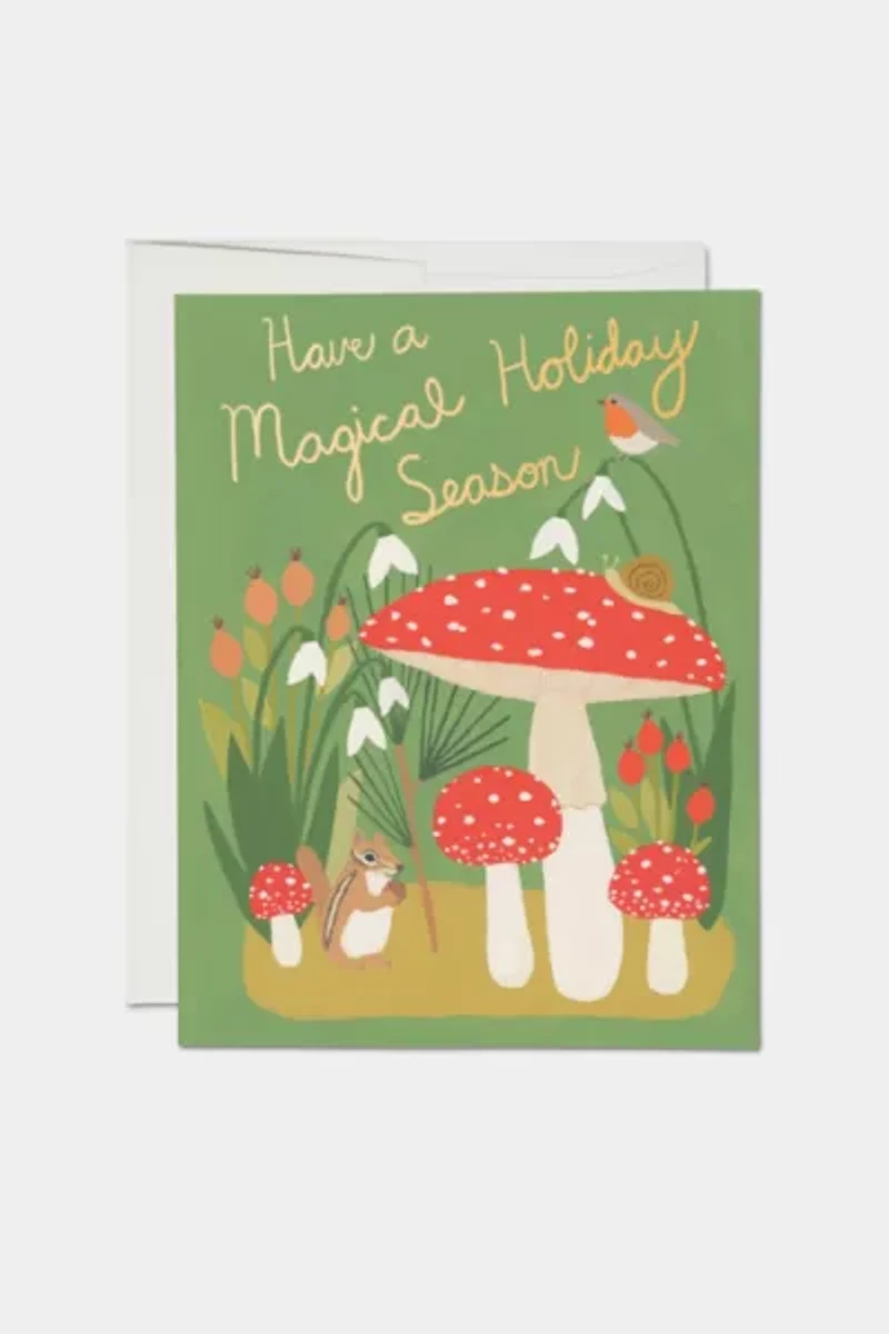 Red Cap Forest Critters Holiday Card