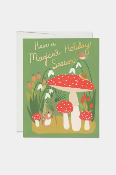 Red Cap Forest Critters Holiday Card