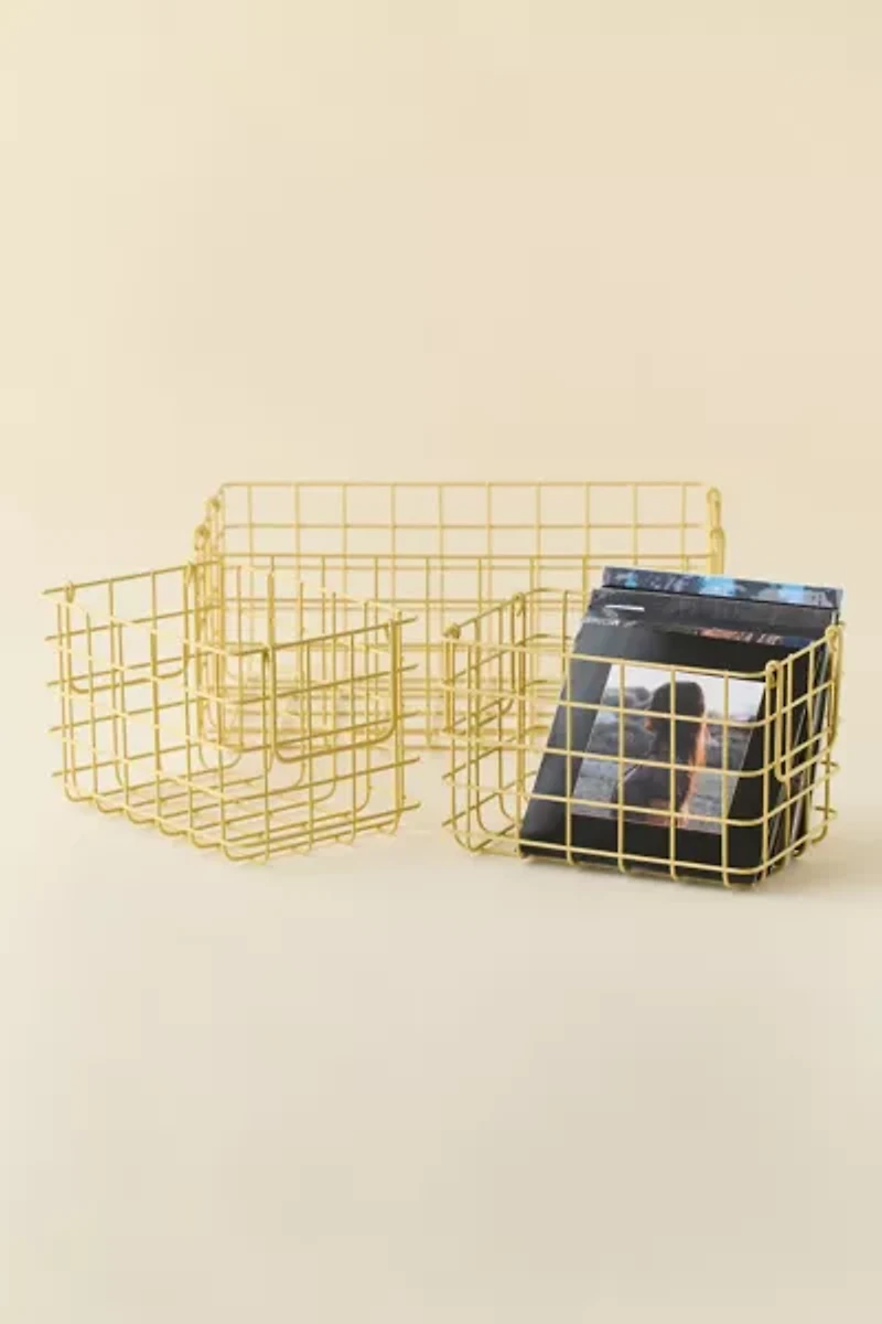 Mustard Made Iron Wire Basket - Set Of 3