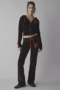 Jaded London Stripe Velour Fitted Hoodie Sweatshirt