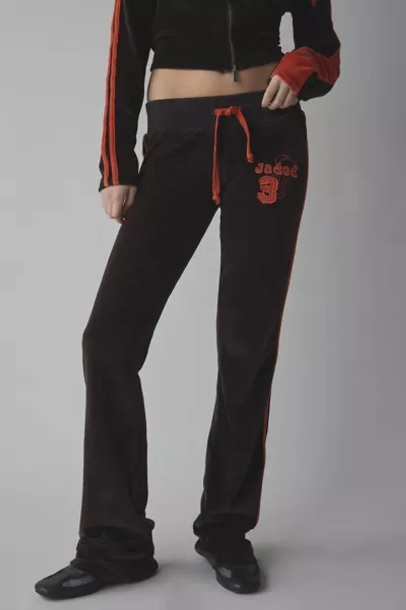 Jaded London Stripe Velour Low-Rise Pant