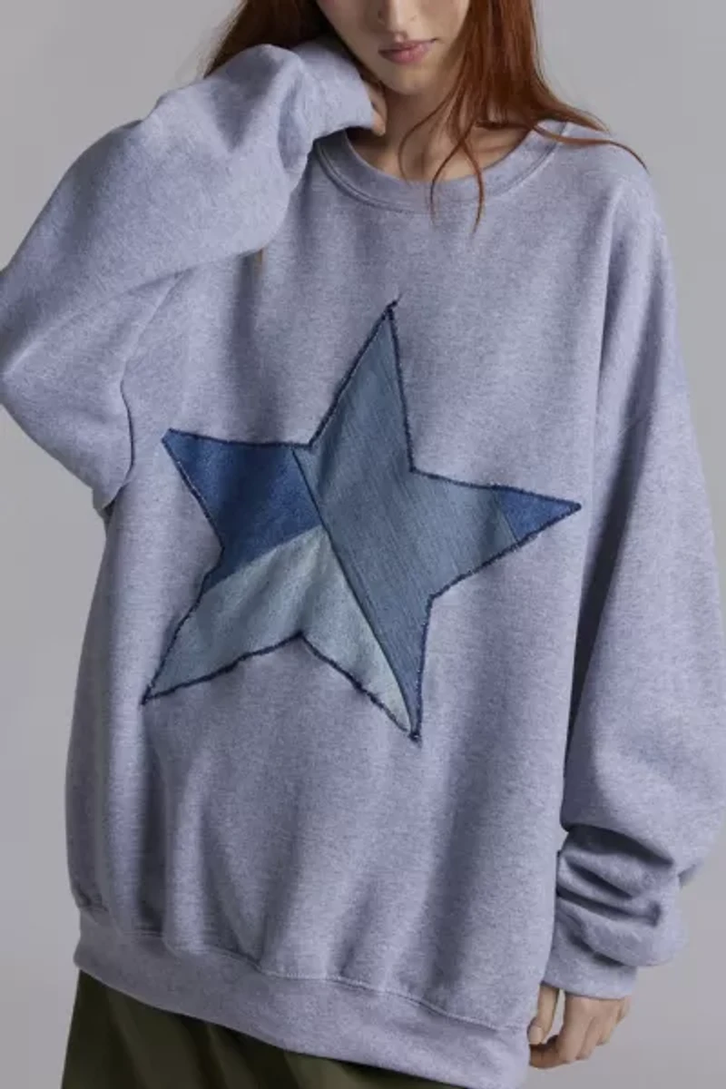 THE SERIES X ReMADE By UO Exclusive Star Patchwork Fleece Pullover