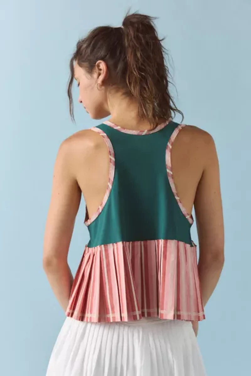 BDG Ace Spliced Graphic Pleated Peplum Tank Top