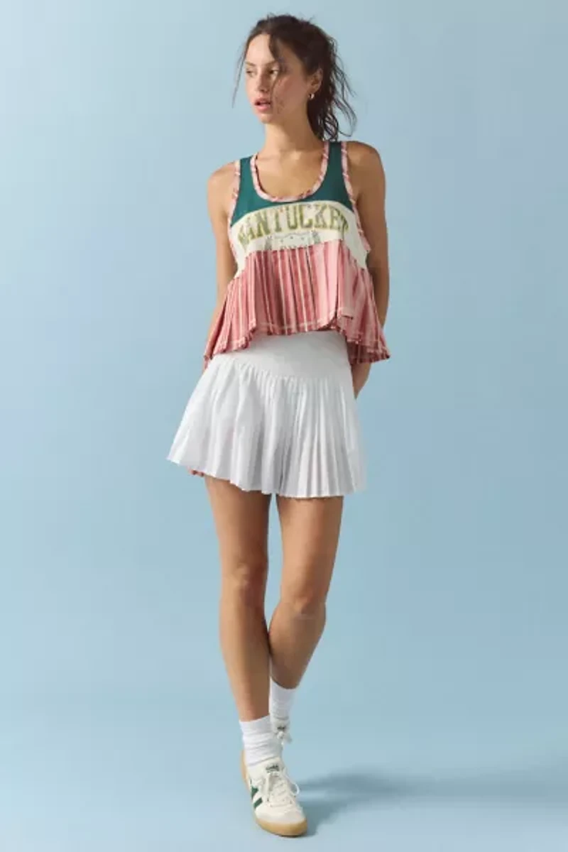 BDG Ace Spliced Graphic Pleated Peplum Tank Top