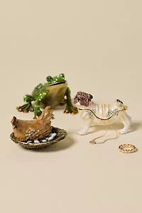 Pug Enameled Lidded Trinket Box