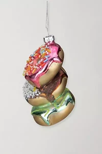 Stacked Doughnuts Glass Christmas Ornament