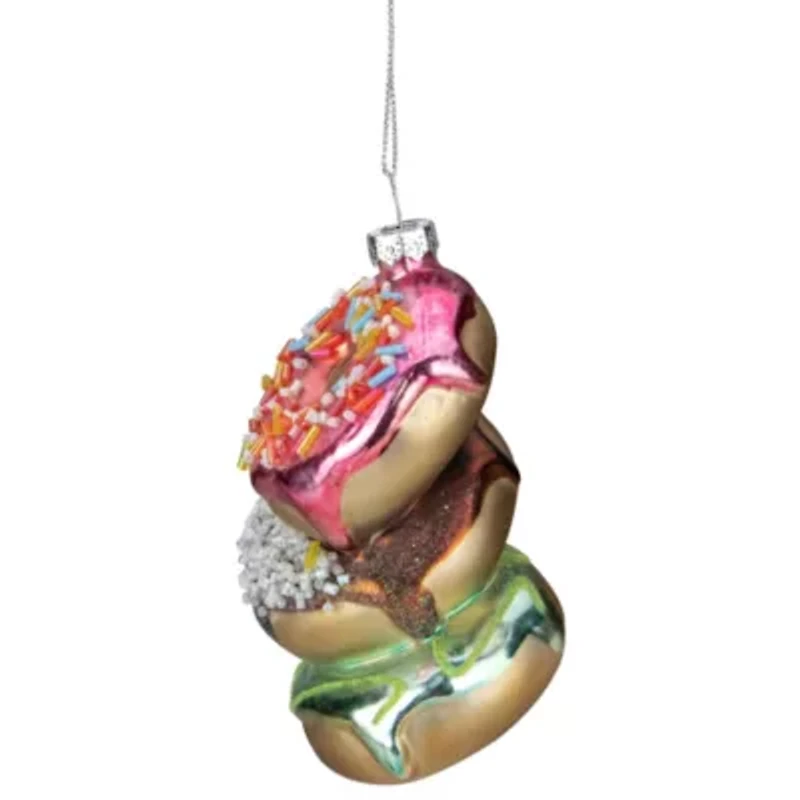 Stacked Doughnuts Glass Christmas Ornament