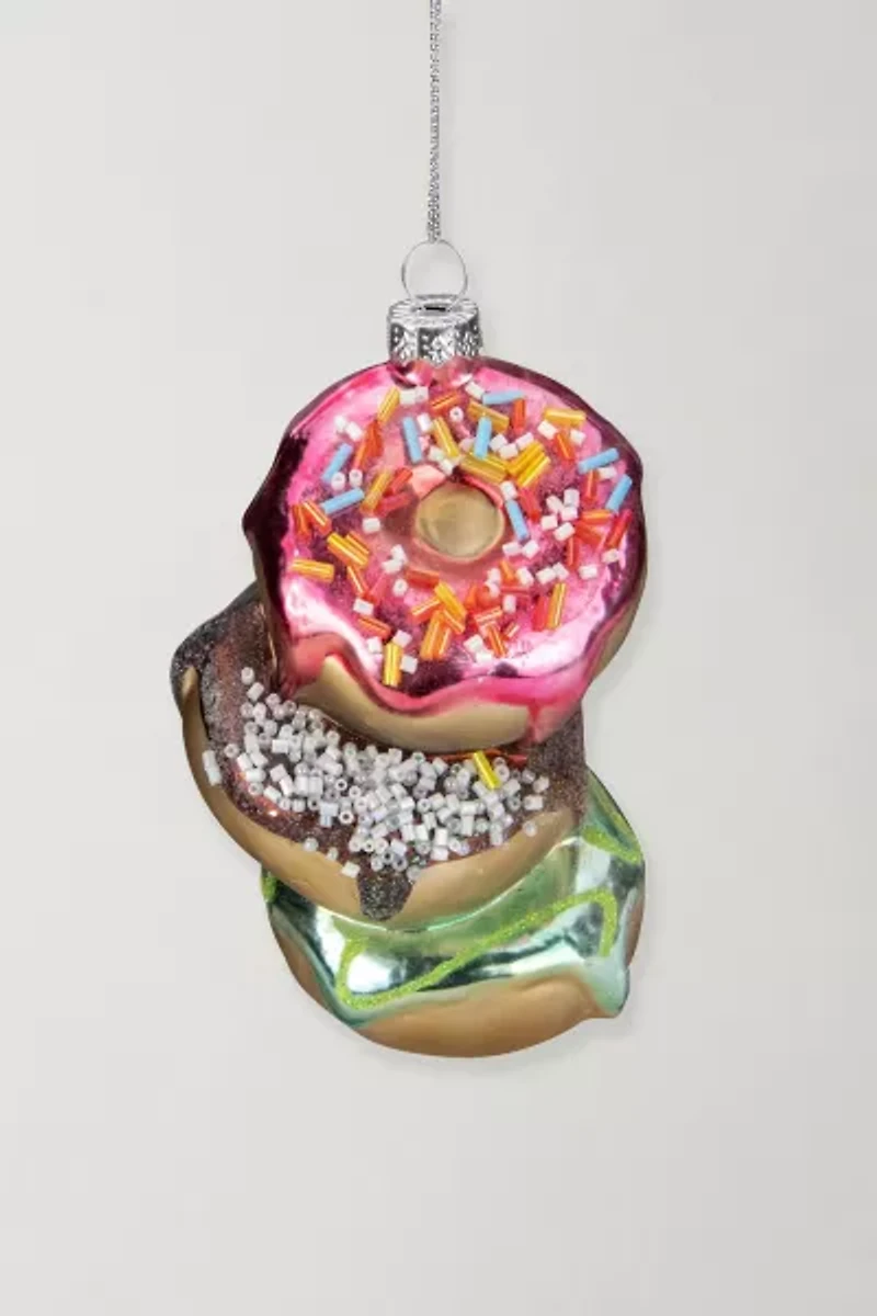 Stacked Doughnuts Glass Christmas Ornament