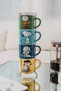 Peanuts Characters Ceramic Stacking Mug Set with Rack