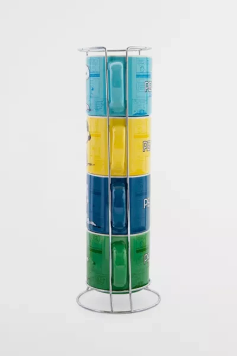 Peanuts Characters Ceramic Stacking Mug Set with Rack