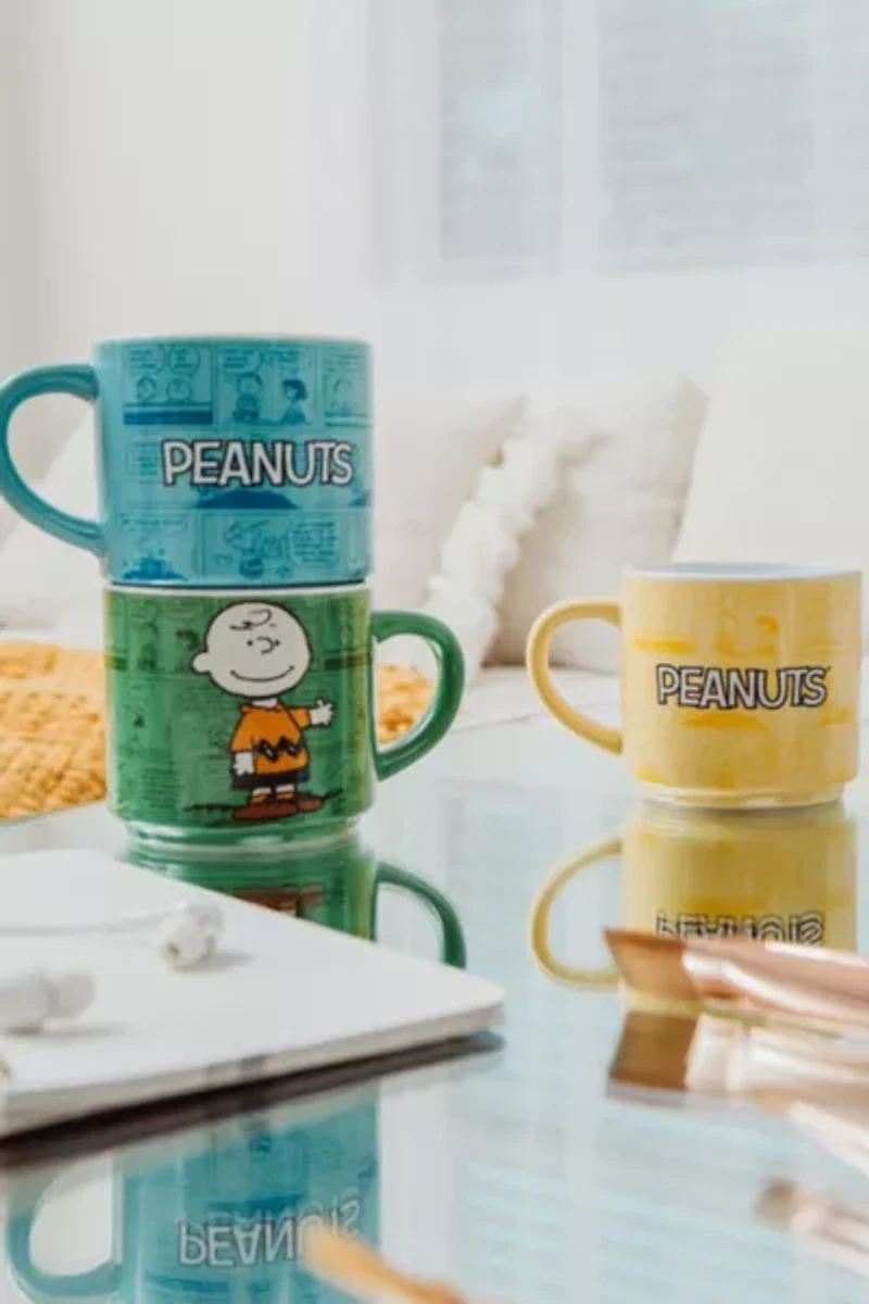 Peanuts Characters Ceramic Stacking Mug Set with Rack