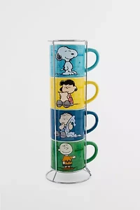 Peanuts Characters Ceramic Stacking Mug Set with Rack