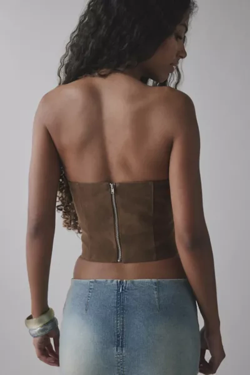 UO Seraphina Asymmetrical Faux Suede Tube Top