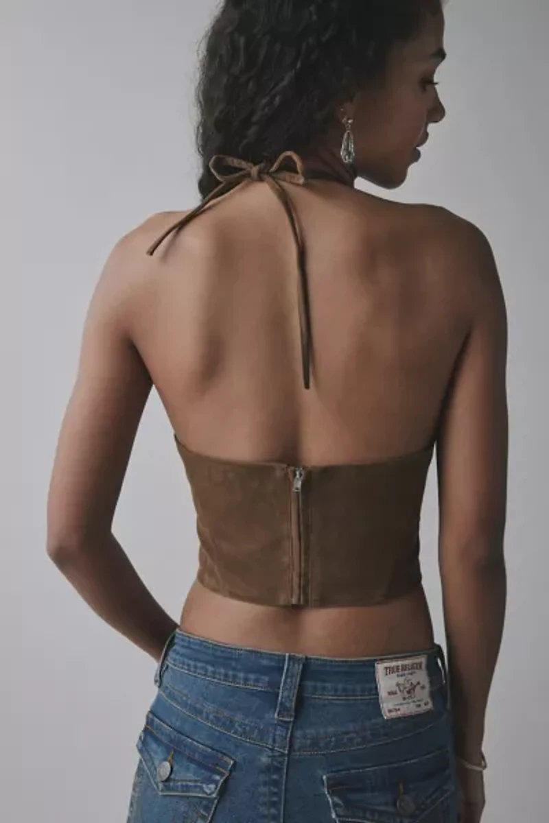UO Teya Studded Faux Suede Halter Top