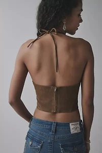 UO Teya Studded Faux Suede Halter Top