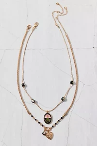 Jane Carnation Flower Pendant Layering Necklace Set