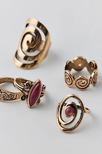 Statement Stone Swirl Rings Set