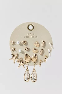 Sorrento Shells Pearl Post & Hoop Earring Set