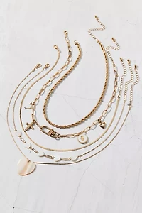 Hearts & Charms 5-Piece Layering Necklace Set