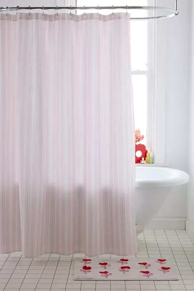 Honor And Obey Classic Small French Mattress Ticking Double Stripes Shower Curtain